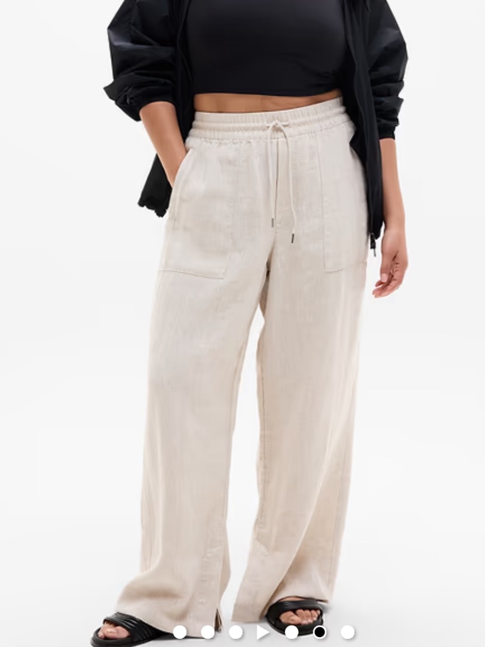 Athleta Retreat 100% Linen Wide Leg Pants Natural Size M